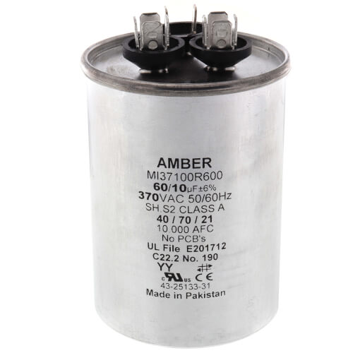 Rheem 432513331 60/10 MFD Round Run Capacitor 370V UL 810