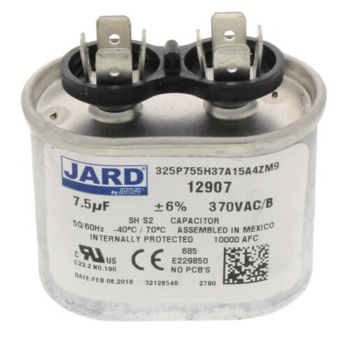 Rheem 43-25134-03 Capacitor - 7.5/370 Single Oval