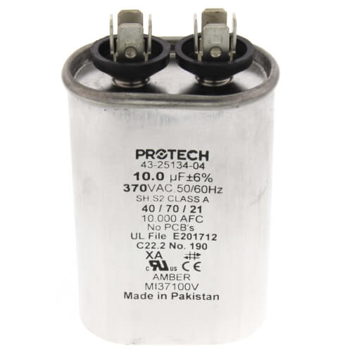 Rheem 43-25134-04 Capacitor 10 MFD 370V Single Oval