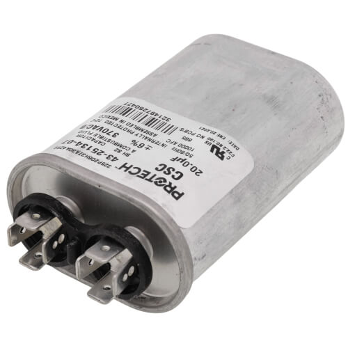 RHEEM 43-25134-07 Capacitor 20 MFD 370V Single Oval Replacement