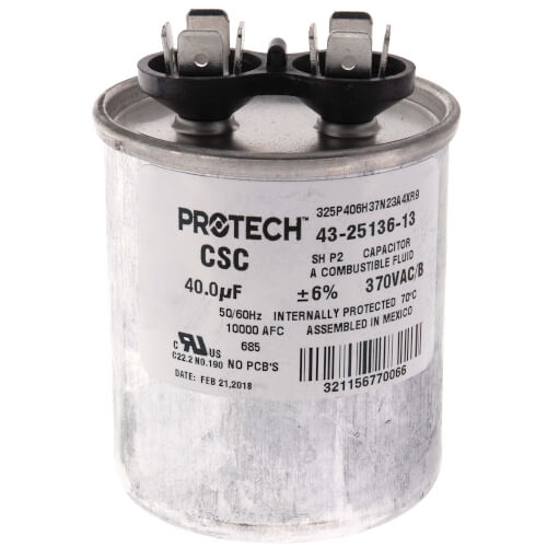 Rheem 43-25136-13 Capacitor 40/370 Single Round