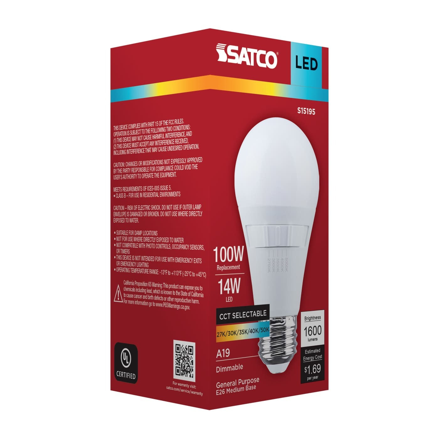 SATCO Satco S15195 A19 Led 14W (220 degree) S15195