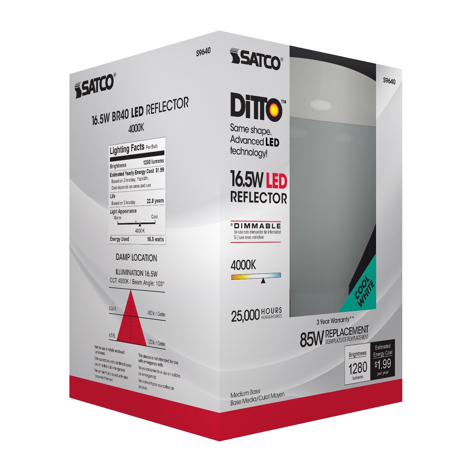 SATCO-NUVO Satco-Nuvo S9640 Dimmable Replacement LED Lamp 16.5 W (BR40) Replaces 75 W Incandescent