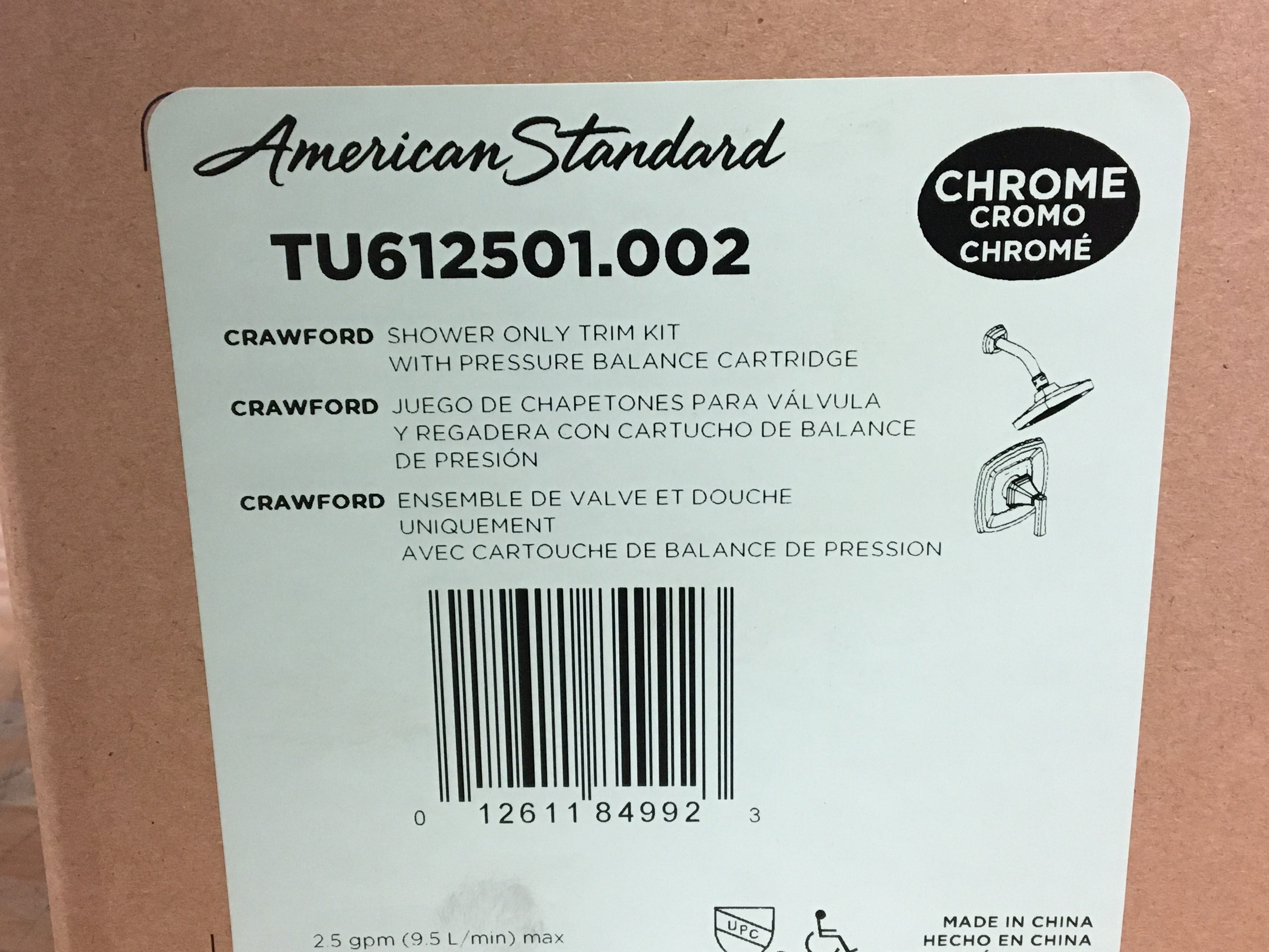 American Standard TU612501.002 Crawford 2.5 GPM Shower Trim Kit With Shower Head