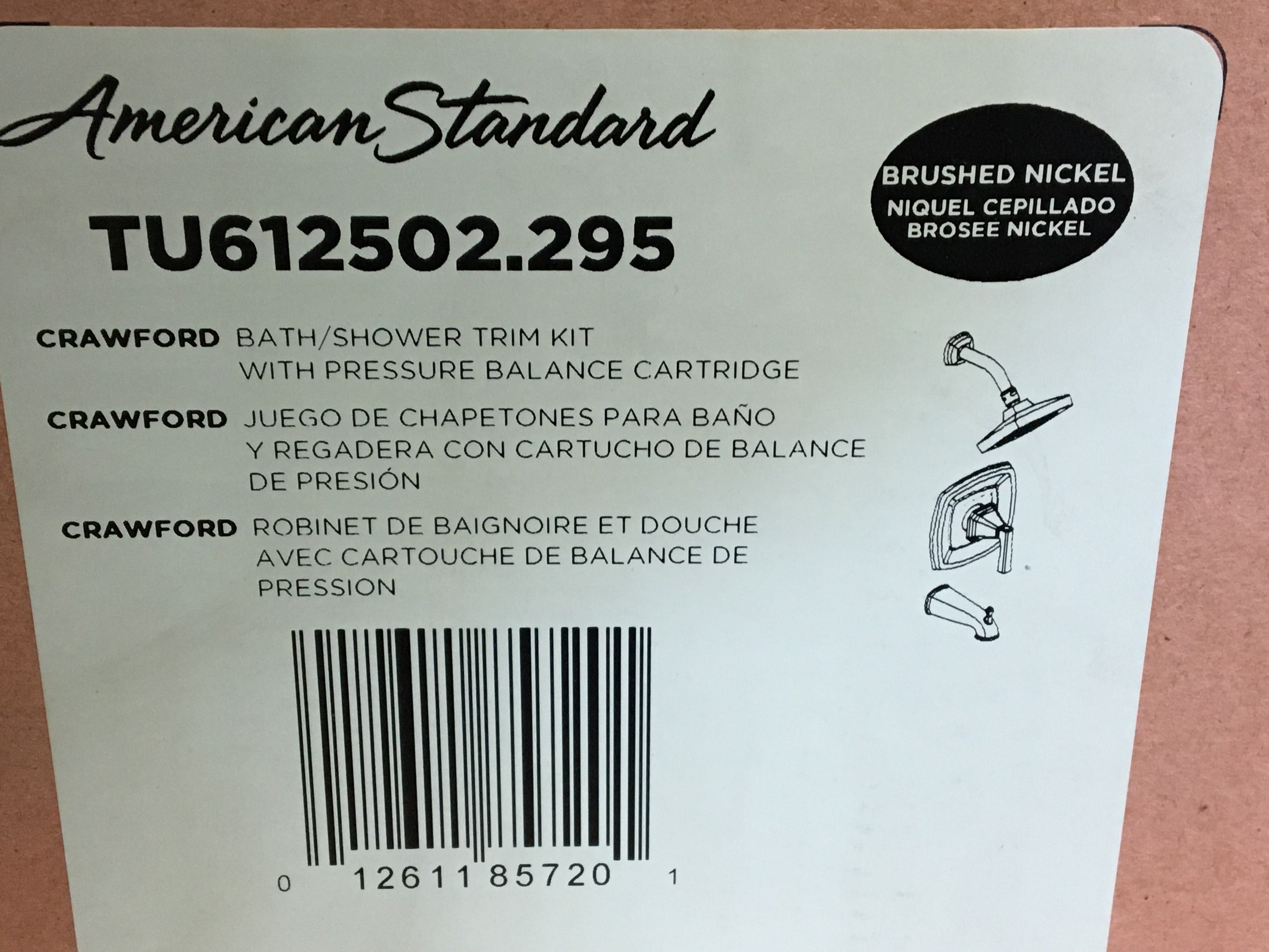 AMERICAN STANDARD TU612502.295 CRAWFORD 2.5 GPM SHOWER TRIM KIT WITH SHOWER HEAD AND FAUCET