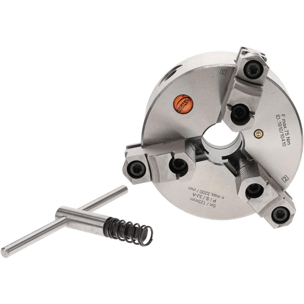 HERTEL Hertel 1-201-0500 3-jaw Lathe Chuck 5 Inch Plain Back