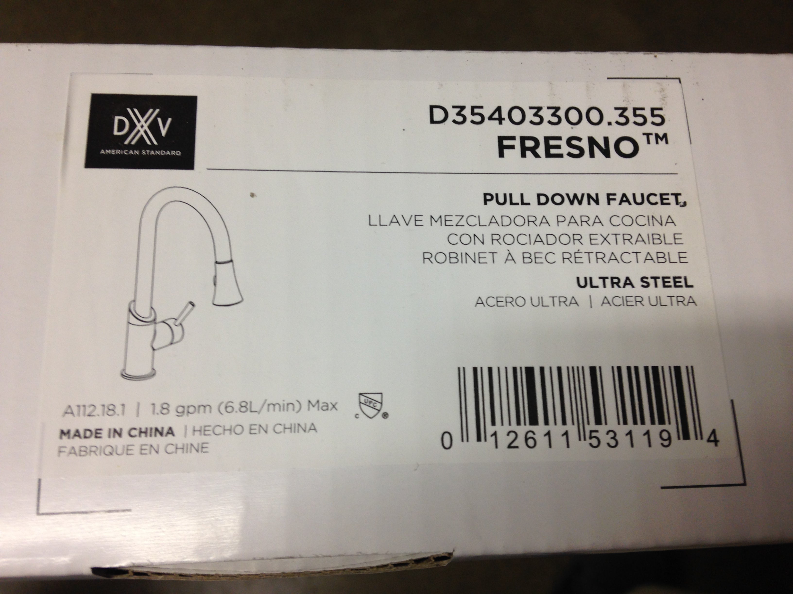 American Standard D35403300.355 Fresno Pull Down Faucet Ultra Steel