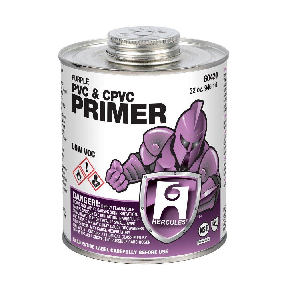 Hercules 60420 PVC & CPVC Pipe and Fittings Purple Primer 32 Ounce