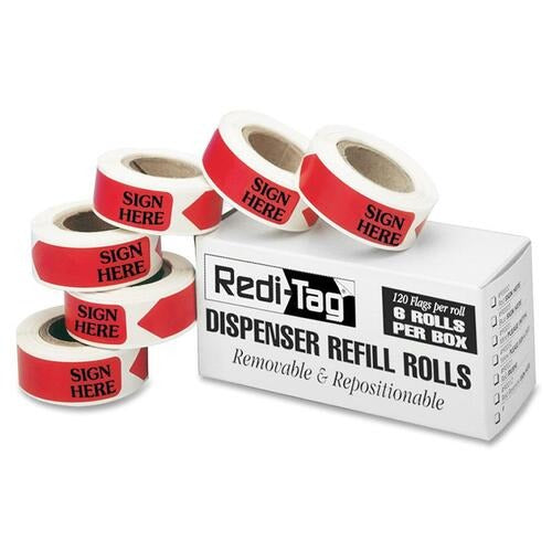 REDI-TAG Redi-tag RTG91002 Sign Here Refill Flags Red Box of 6