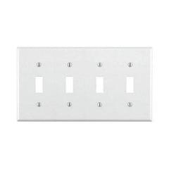 Leviton 88012 4-Gang Toggle Device Switch Wallplate Standard Size Thermoset Device Mount White