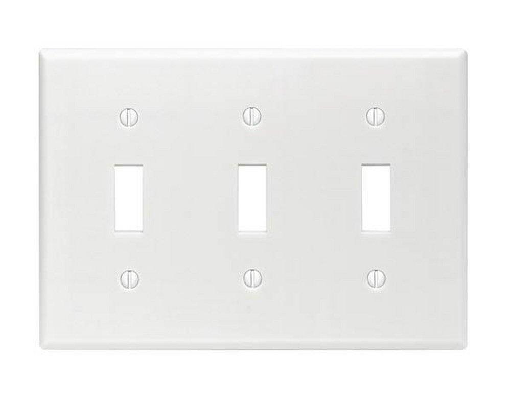 Leviton 88011 3-Gang Toggle Switch Wall Plate White