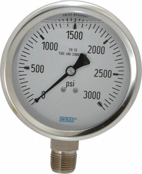 WIKA Wika 9833719 Pressure Gauge 0-3000 Psi 4 in Dial Npt