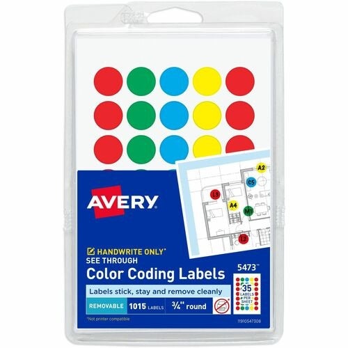 AVERY Avery AVE05473 Round Color-coding Labels 3/4 in 1015 Pack