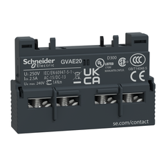 Schneider Electric GVAE20 Auxiliary Contact Block 2NO 240 VAC 60 VDC 2.5 Amp