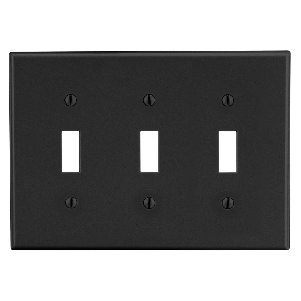 Hubbell Wiring Device-Kellems P3BK HWDK WALLPLATE, 3-G, 3) TOG, B