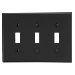 Hubbell Wiring Device-Kellems P3BK HWDK WALLPLATE, 3-G, 3) TOG, B