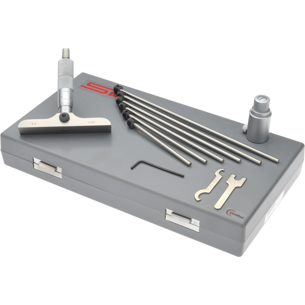 SPIROTHERM Spi MS1536-07 Mechanical Depth Micrometer 6 Inch 6 Rods