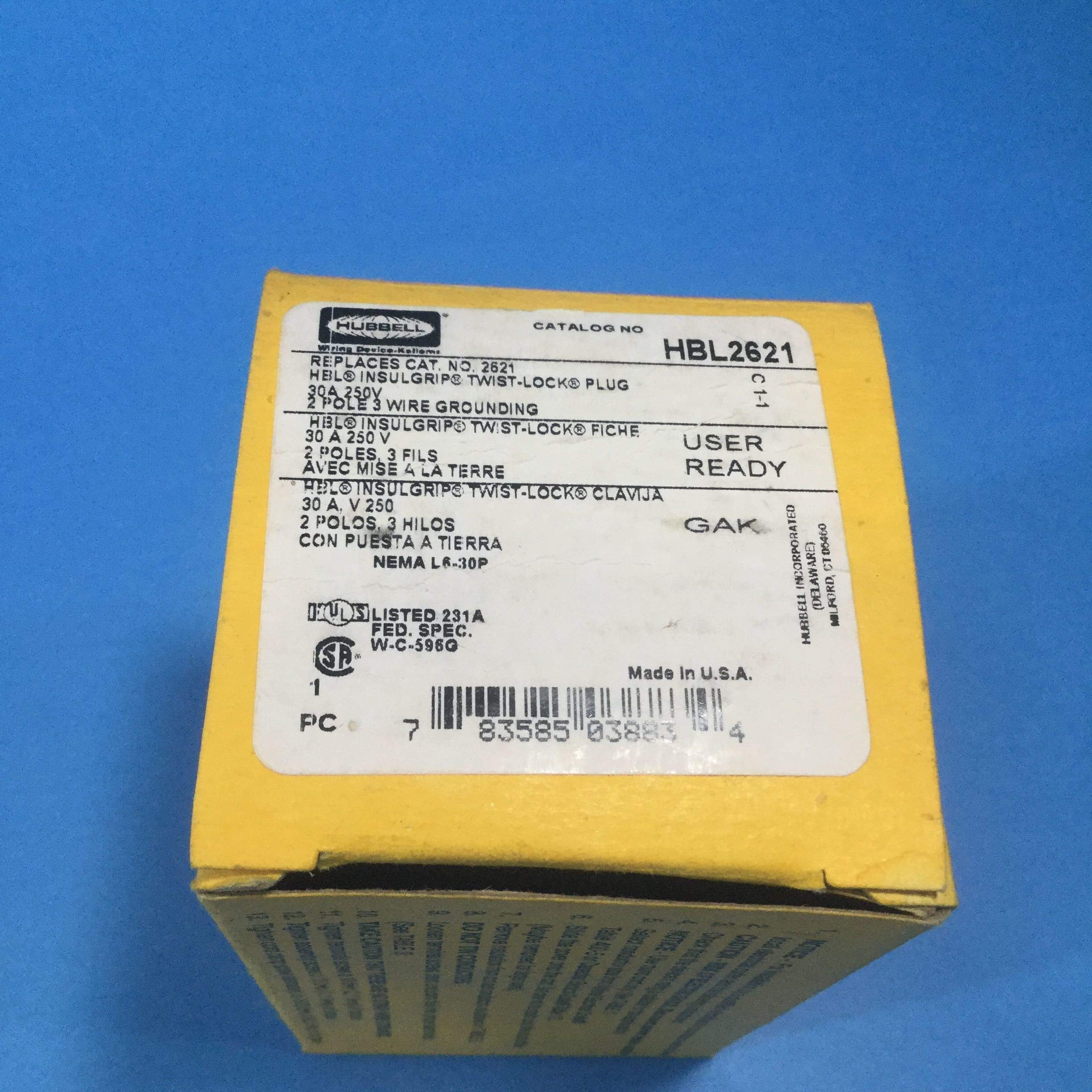 HUBBELL Hubbell HBL2621 Twist Lock Plug Nema L6-30 250V 30A