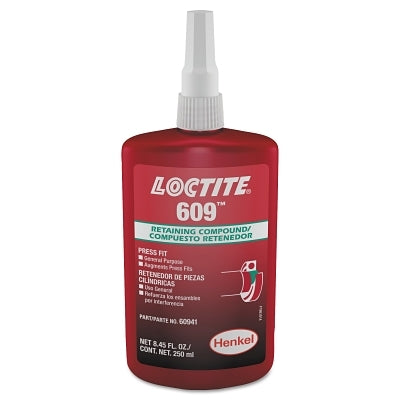 Loctite 135513 609 Retaining Compound General Purpose 250 mL Bottle Green 3000 psi