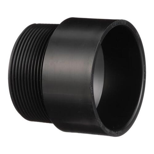 Charlotte Pipe ABS001091400 Plastic Adaptor, 4 inch x 4 inch, Male NPT Thread x Hub, Schedule 40