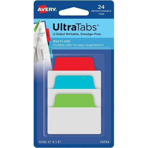 AVERY Avery AVE74754 Repositionable Page Tabs 2x1.5in 24 Pack