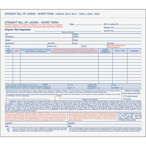 TOPS Tops TOP3841 Bill of Lading Snap-off Set 3 Part 50 Pack