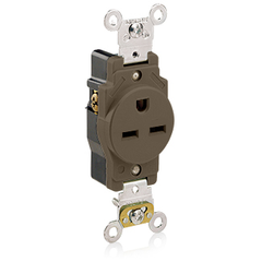 Leviton 5661 15 Amp 250 Volt NEMA 6-15R 2-Pole 3 Wire Heavy Duty Specification Grade Brown Single Receptacle