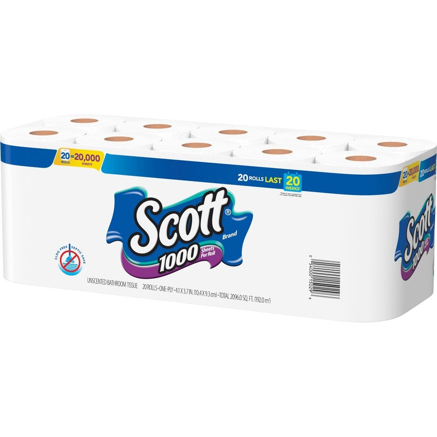 KIMBERLY-CLARK Kimberly-Clark KCC20032 Scott Toilet Paper 1 Ply (20 Pack) KCC10060