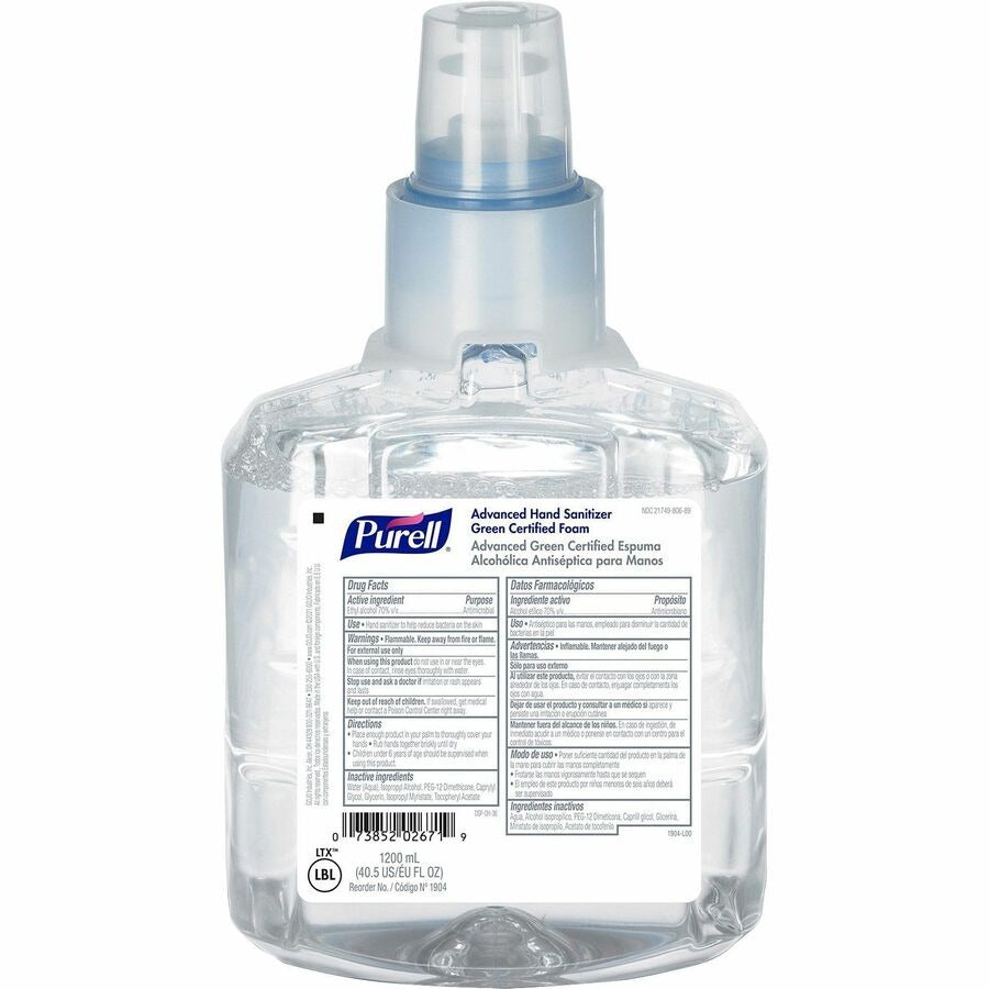 GOJO Gojo GOJ190402 Purell Advanced Green Certified Hand Sanitizer Foam 1200 mL Cartridge (1904-02)