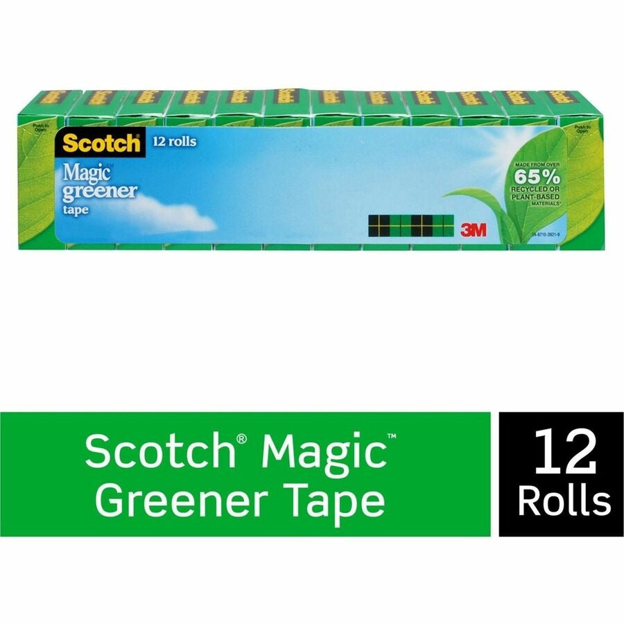3M 3M MMM81212P Scotch 3/4 inchesW Magic Greener Tape Rolls 12 Pack
