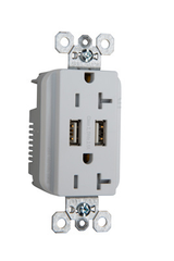 Pass & Seymour TR5362USBW 20 Amp 125 Volt White Straight Blade Receptacle with USB Charger