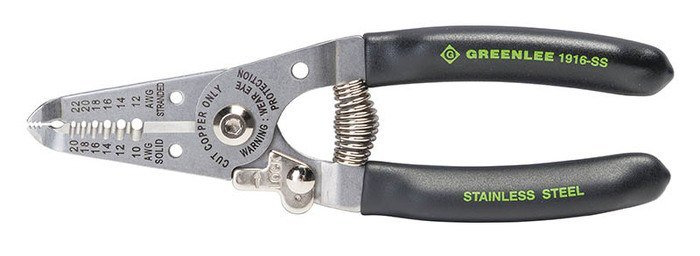 Greenlee 1916-SS 10 to 20 AWG Stainless Steel Spring Return Wire Stripper Cutter Crimper