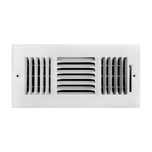 T A Industries Inc 103M10X06 Ceiling Register, 3-Way Stamped, 10 in x 6 in, Steel, White