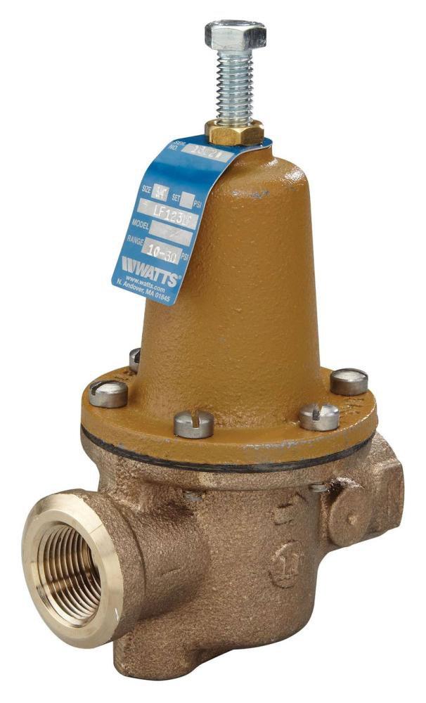 Watts 0121225 Series LF123LP 3/4 Inch 30-200 PSI Cast Copper Silicon Alloy FNPT Pressure Reducing Valve