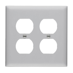 Pass & Seymour TP82GRY 2Gang Wall Plate Duplex Receptacle Nylon Standard - Gray