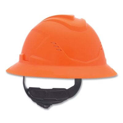 MSA 10215833 V-Gard C1 Hard Hat Fas-Trac III 4 Point Ratchet Vented Hi-Viz Orange