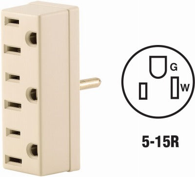 LEVITON Leviton Mfg Co 009-00697-00I Triple Outlet Tap 15A 125V