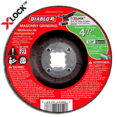 DIABLO Freud DBX045250701C Masonry Grinding Disc 4.5 in Type 27