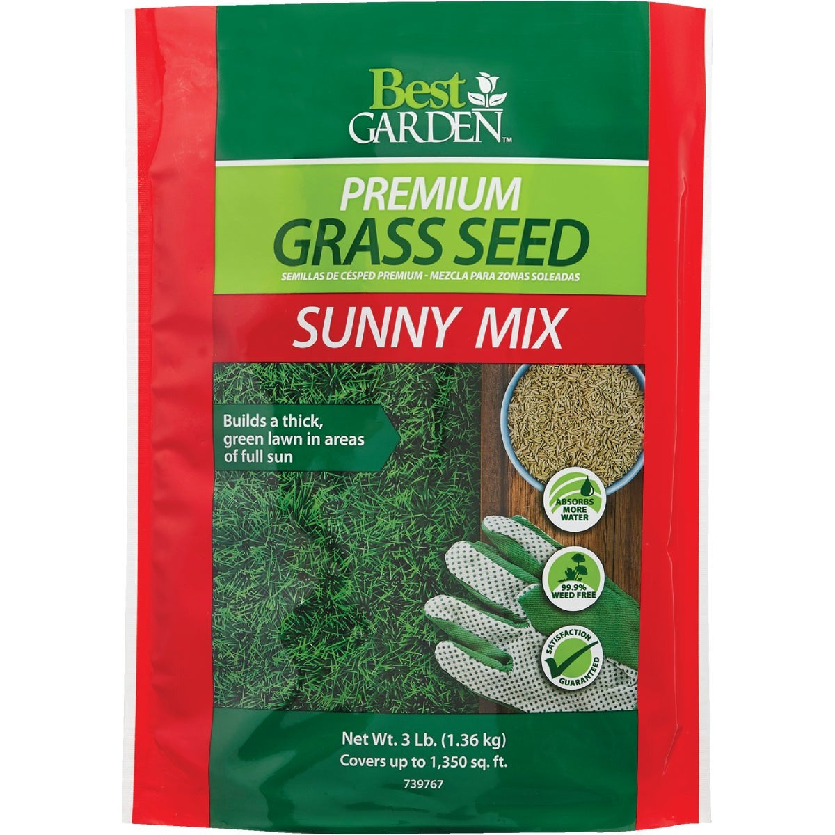 BEST GARDEN Best Garden 71094 Premium Sunny Grass Seed 3 Lb