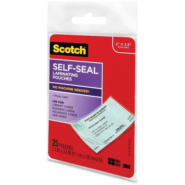 3M 3M MMMLS851G Scotch Self-Sealing Laminating Business Card Pouches 25 Pack (LS851G)