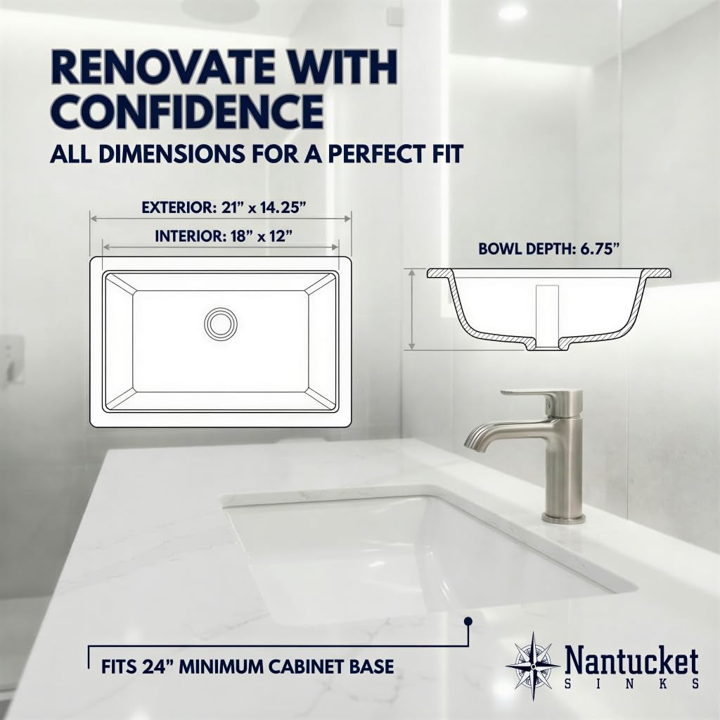 NANTUCKET SINKS Nantucket Sinks UM-18X12-W Undermount Bathroom Sink White