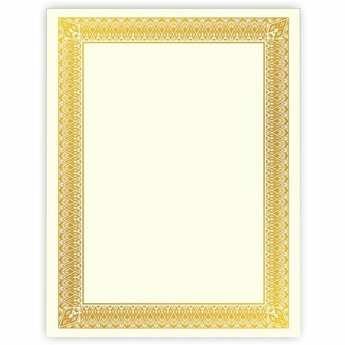 GEOGRAPHICS Geographics GEO47829 Certificate Paper Gold Foil Ivory 15 Pack