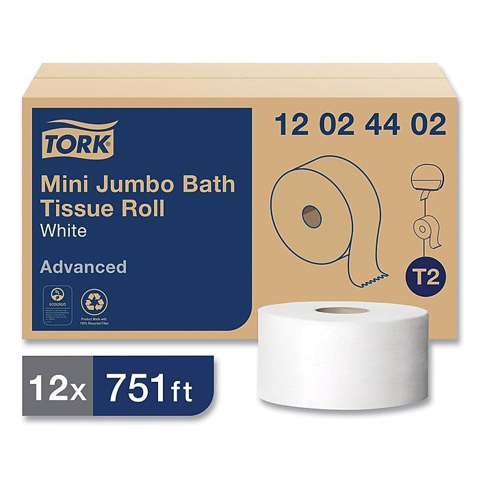 TORK Tork TRK12024402 Mini Jumbo Toilet Paper Roll 751 ft (12/Carton)