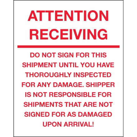 BSC PREFERRED Bsc Preferred DL1334 Handling Instruction Labels