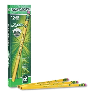 Dixon Ticonderoga 13304 Laddie Woodcase Pencil With Eraser Yellow Barrel Dozen