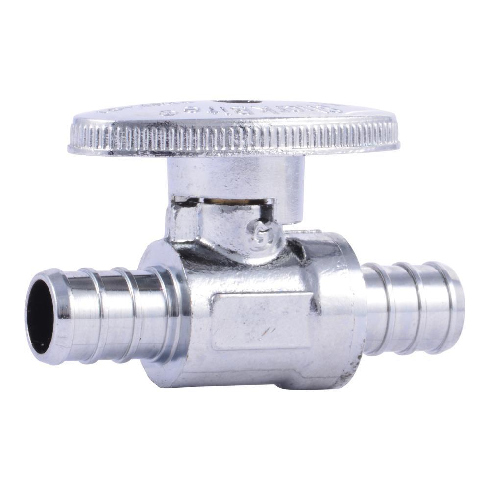 SharkBite 23063LF Carter 1/2 in. Barbed Oval Handle Straight Supply Stop Valve in Chrome Plated