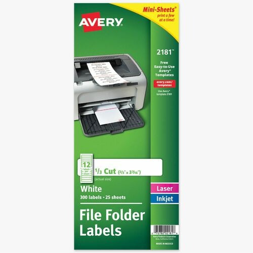 AVERY Avery AVE2181 File Folder Labels 300 Pack Permanent