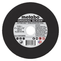 Metabo 655339000 Original Slicer Cutting Wheel 6 inches dia 0.040 inches thick 60 grit aluminum oxide