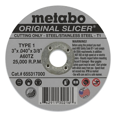 Metabo 655317000 Original Slicer Wheel A60TZ 3 in x 0.04 in x 3/8 in