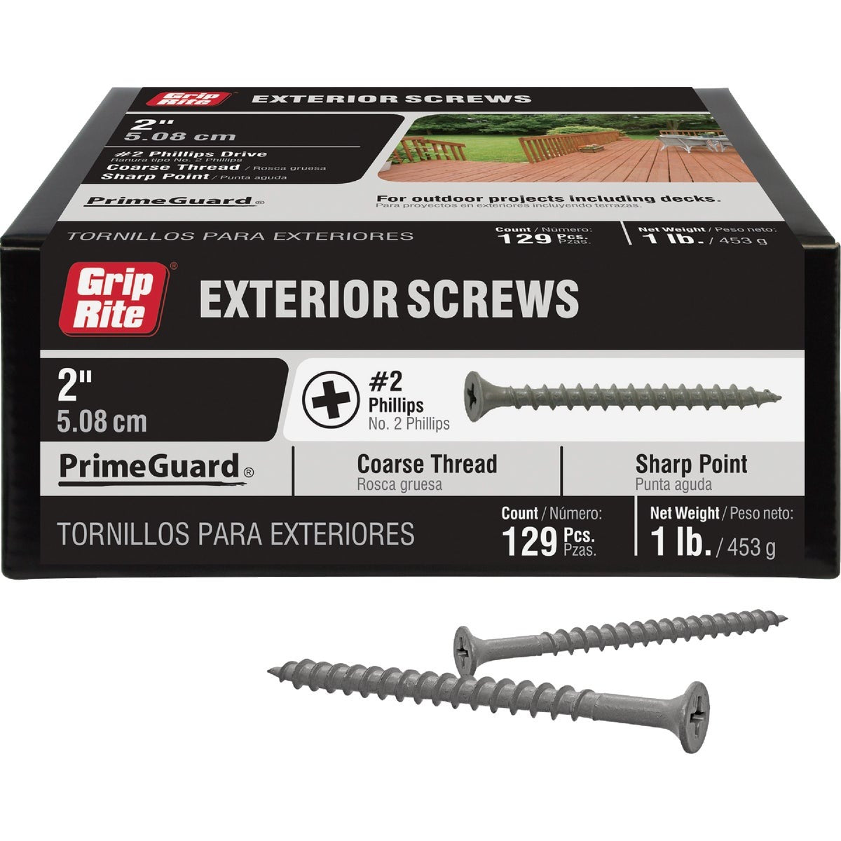 GRIP-RITE Grip-rite PTN2S1 Exterior Deck Screw 1 Lb Acq Rated